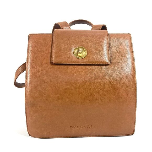 BVLGARI BVLGARI BVLGARI logo Bag Backpack Turn Lock Backpack Leather Brown